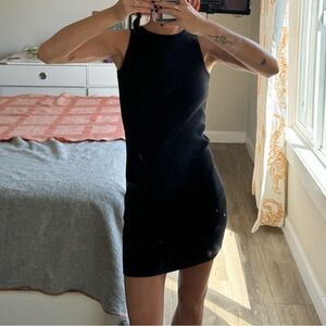 Brandy Melville Black Ribbed High Neck Mini Dress